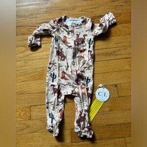 Caden Lane 3-6 month cowboy zippered footie